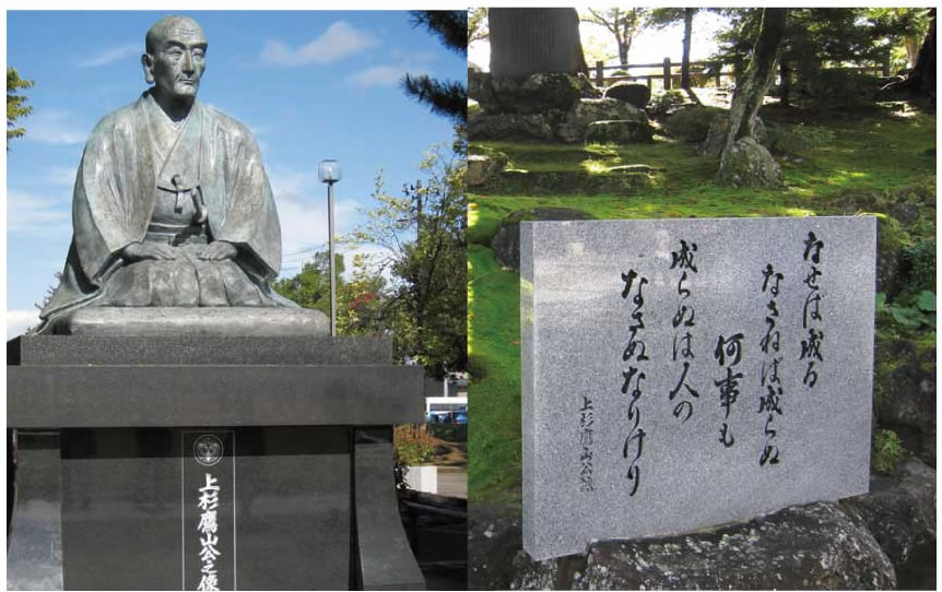 上杉鷹山像と石碑